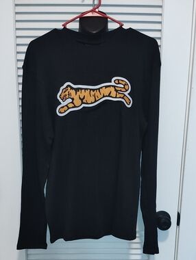 LeTigre Black Long Sleeve Tee with Orange Tiger Patch